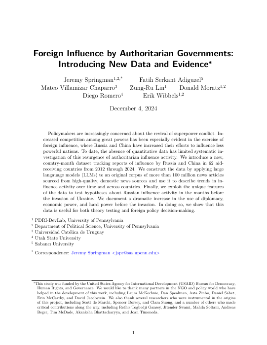 Preview of first page: Foreign Influence data
